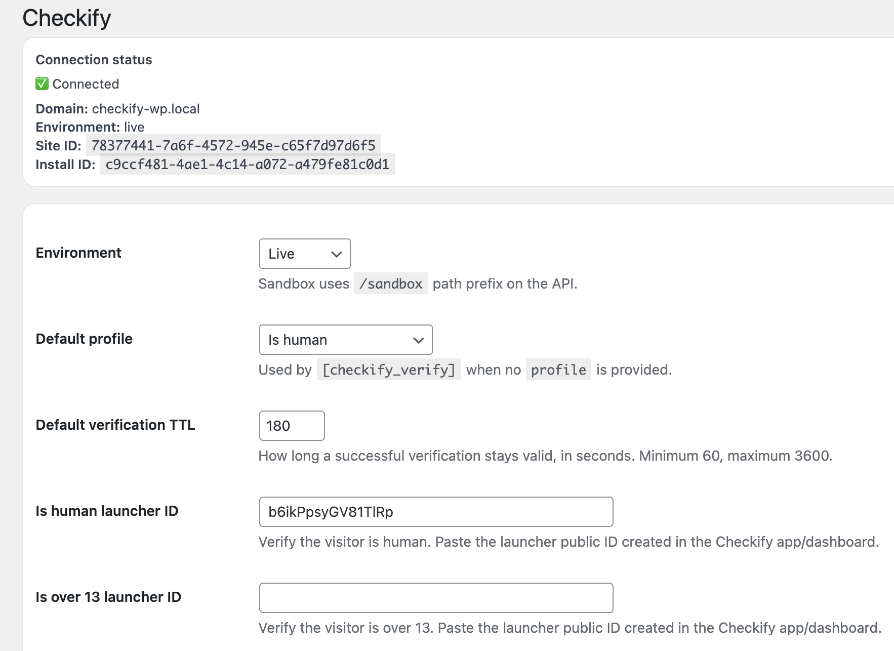 Paste Checkify Pass ID into WordPress settings