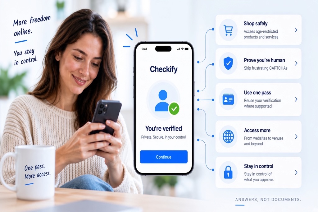 Person using Checkify on their phone to approve verification requests