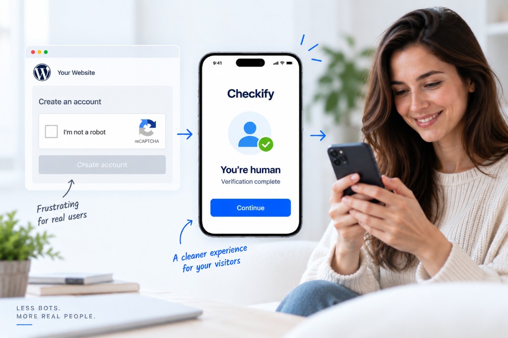 Checkify human verification integrated into a WordPress website