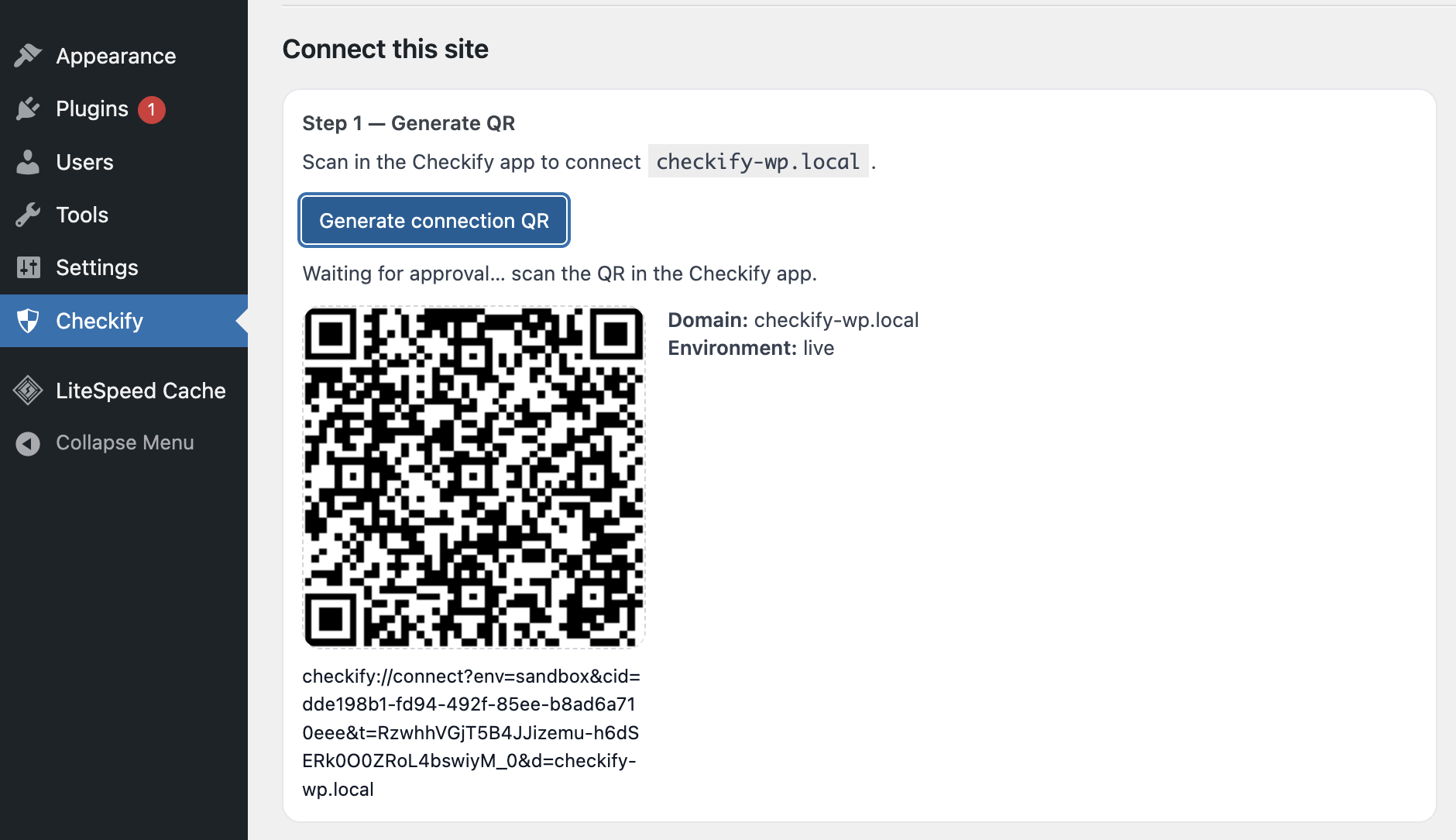 Connect this site in WordPress